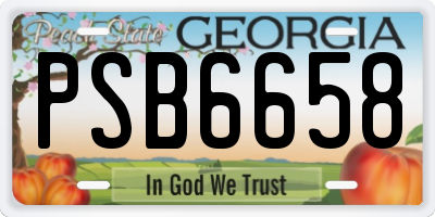 GA license plate PSB6658