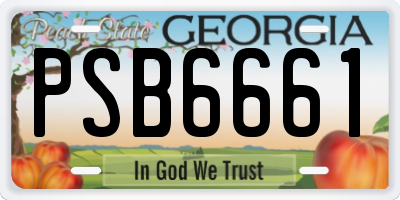 GA license plate PSB6661