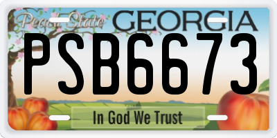GA license plate PSB6673