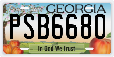 GA license plate PSB6680