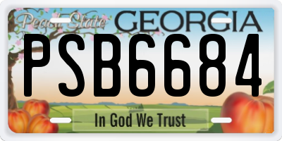 GA license plate PSB6684