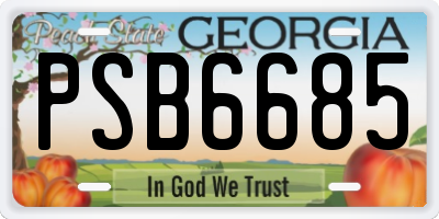 GA license plate PSB6685
