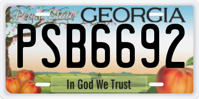 GA license plate PSB6692