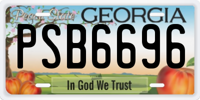 GA license plate PSB6696