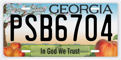 GA license plate PSB6704