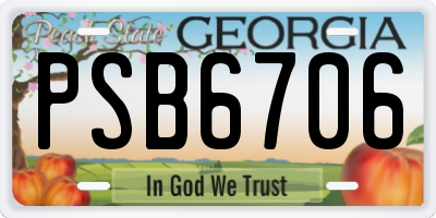 GA license plate PSB6706