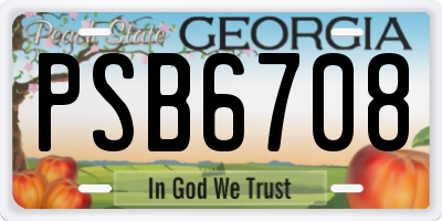 GA license plate PSB6708