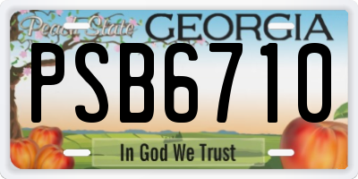 GA license plate PSB6710