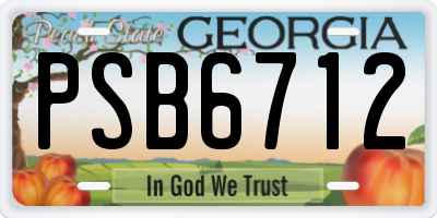 GA license plate PSB6712