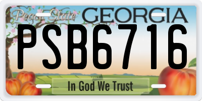 GA license plate PSB6716