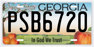 GA license plate PSB6720