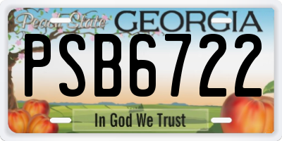 GA license plate PSB6722