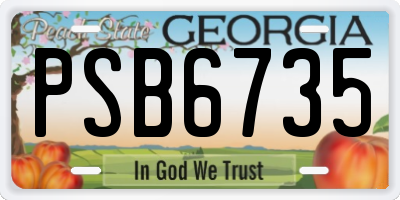 GA license plate PSB6735