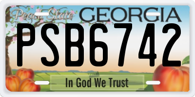 GA license plate PSB6742