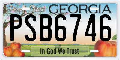 GA license plate PSB6746