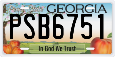 GA license plate PSB6751