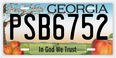 GA license plate PSB6752