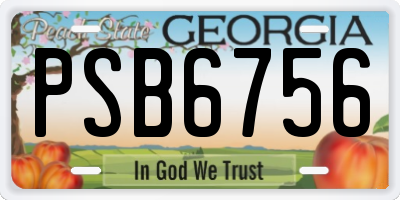 GA license plate PSB6756