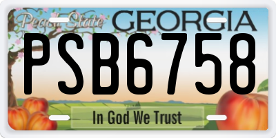 GA license plate PSB6758