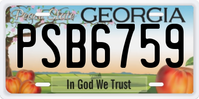 GA license plate PSB6759