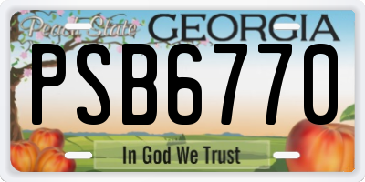 GA license plate PSB6770