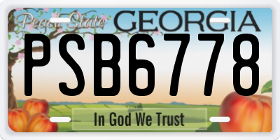 GA license plate PSB6778