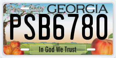 GA license plate PSB6780