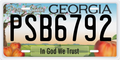 GA license plate PSB6792