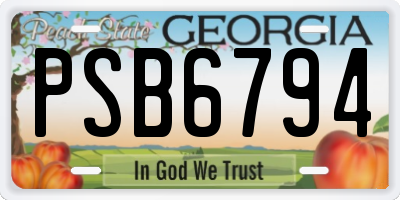 GA license plate PSB6794