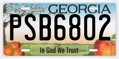 GA license plate PSB6802