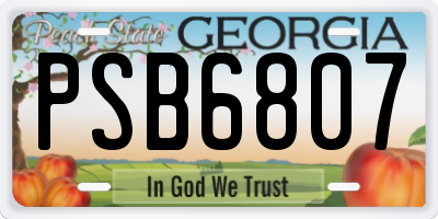 GA license plate PSB6807