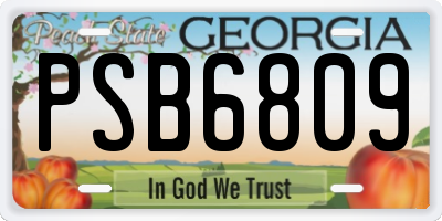 GA license plate PSB6809