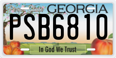 GA license plate PSB6810