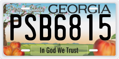 GA license plate PSB6815