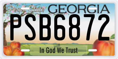 GA license plate PSB6872