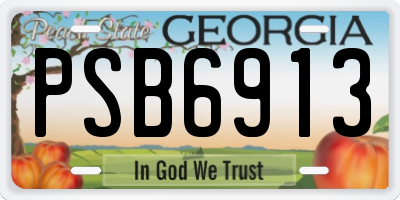 GA license plate PSB6913