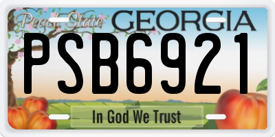 GA license plate PSB6921