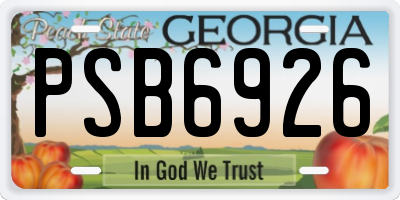 GA license plate PSB6926
