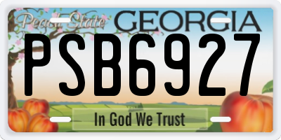 GA license plate PSB6927