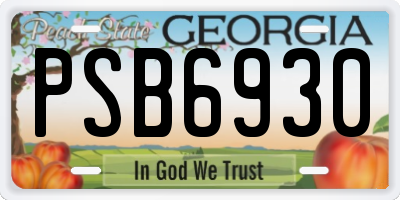 GA license plate PSB6930