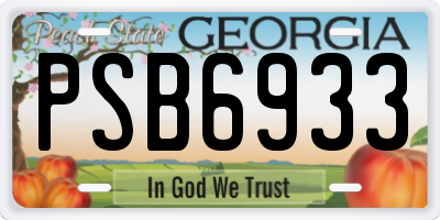 GA license plate PSB6933