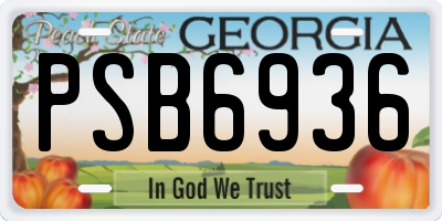 GA license plate PSB6936