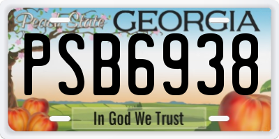 GA license plate PSB6938