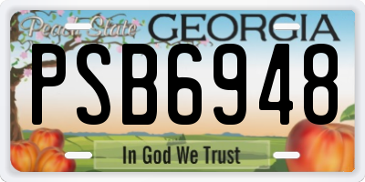 GA license plate PSB6948