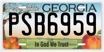 GA license plate PSB6959