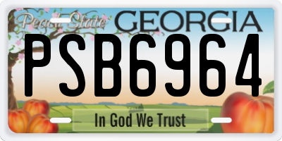 GA license plate PSB6964