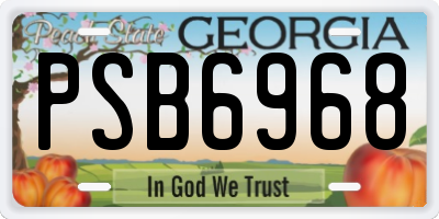 GA license plate PSB6968