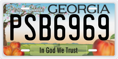 GA license plate PSB6969