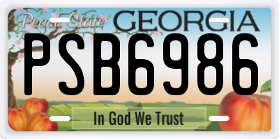 GA license plate PSB6986