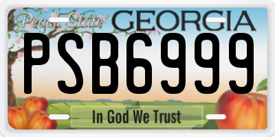 GA license plate PSB6999